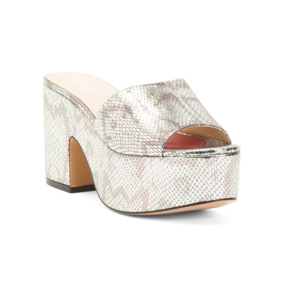 CLAUDIA LISOTTA Silver Made In Brazil Leather Naomi Platform Sandals - Picture 1 of 2